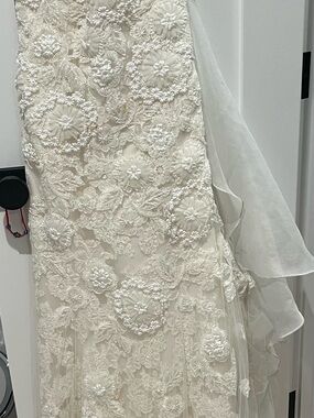 Ivory Floral Lace Bridal Gown with 3D Embroidery